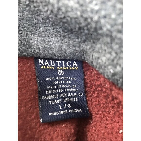 Vintage Nautica 1/4 Zip Fleece Pullover Jacket Pockets Mens Sz L Made In USA - Picture 5 of 5